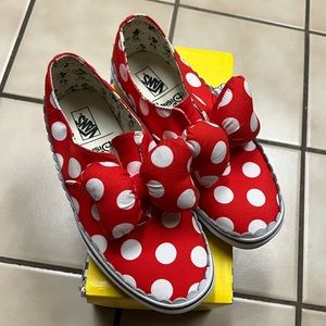 Minnie Mouse Bow Slip On Vans Shoes